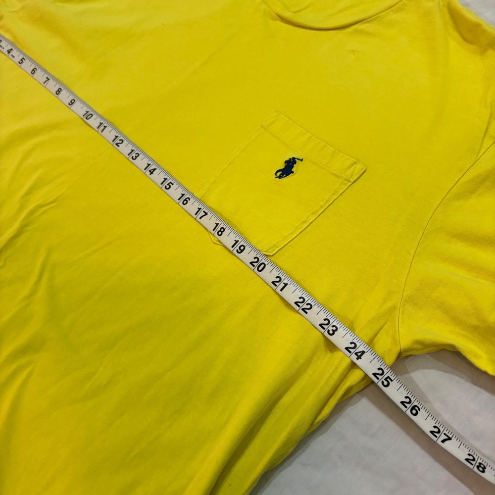 Polo Ralph Lauren XL Yellow Short Sleeve Pocket T-Shirt Navy Pony Logo Cotton - Picture 6 of 7